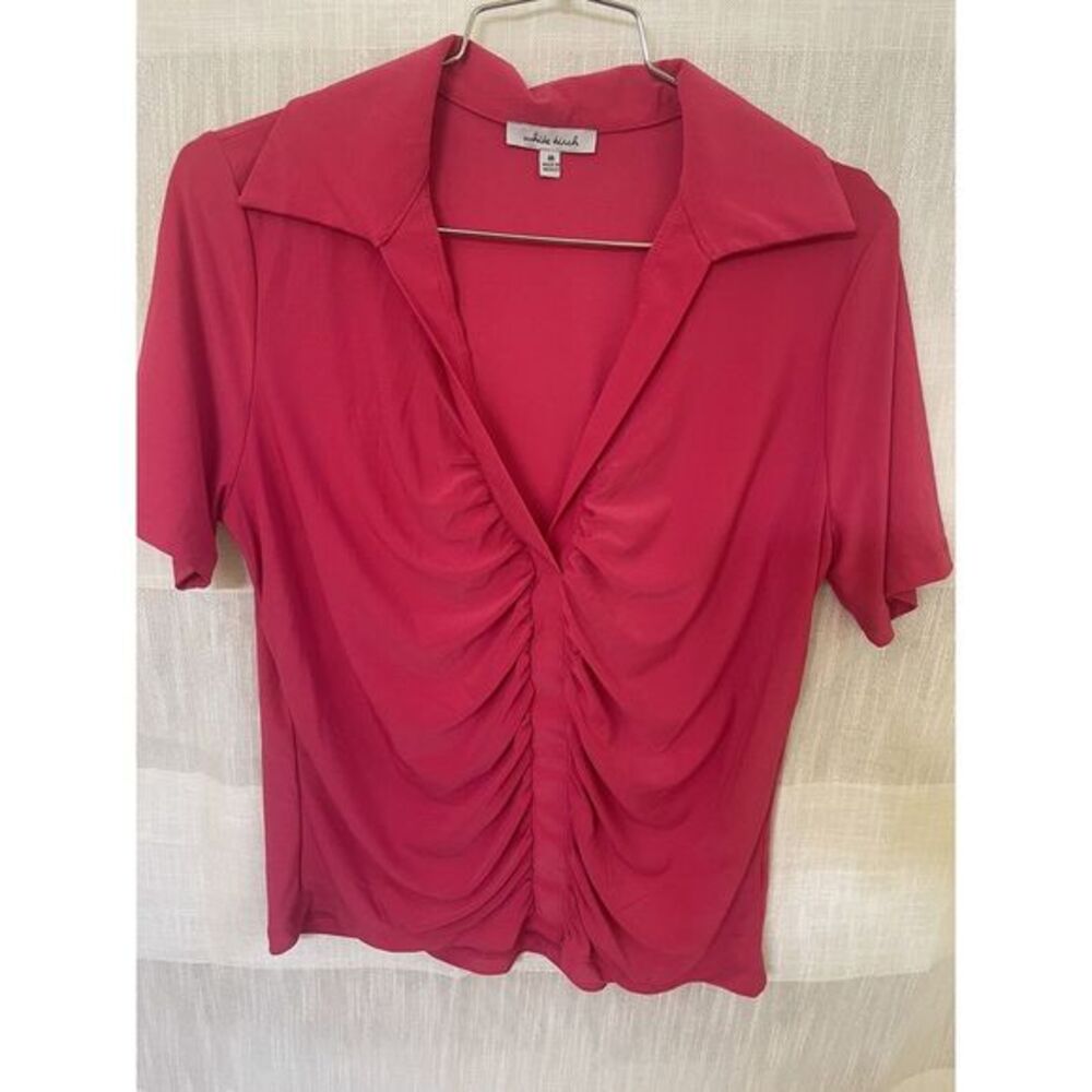 Women’s White Birch Top Barbie Pink‎ Short Sleeves With Draping In Front M